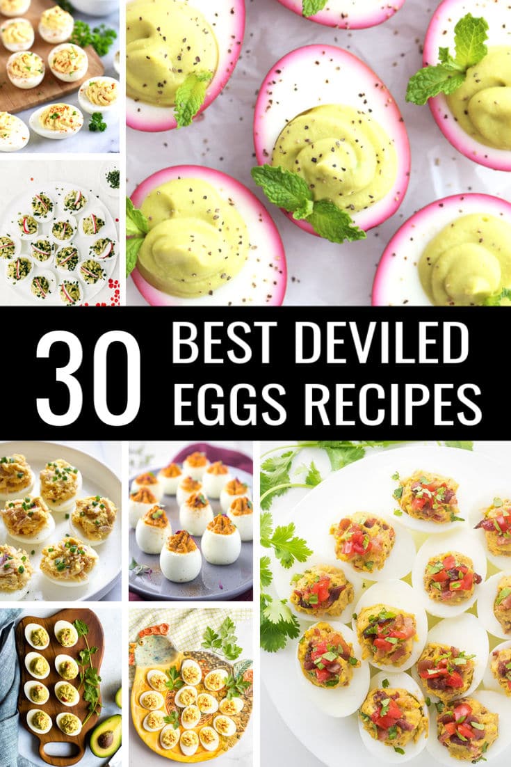 Prepare yourself for the 30 Best Deviled Egg Recipes ever! From your favorite, classic holiday appetizer recipes to easy recipes and deviled eggs with bacon. There's truly a deviled eggs appetizer for everyone! #deviledeggs #deviledeggsrecipe #eggrecipe #recipes #easyrecipes#bestrecipes #classicrecipes #appetizers #holidayappetizers #apps