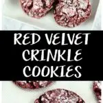 These delightful&nbsp;red velvet crinkle cookies are made with boxed cake mix. So there is less measuring, less fuss, and more time for laughing and eating cookies. #redvelvet #redvelvetrecipes #redvelvetcookies #cookiesrecipes #cookierecipes #dessertrecipes #desserts #christmascookies