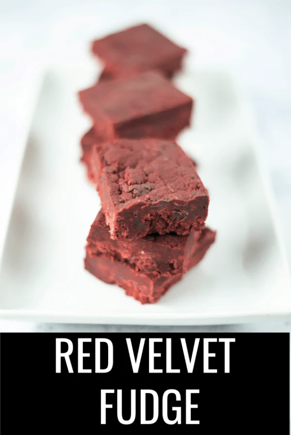 You can make this&nbsp;easy red velvet fudge recipe in the amount of time it takes to watch a movie. It's a wonderful little kid friendly dessert to do with your family before a movie night. #christmassweetsweek #sponsored #redvelvetfudge #redvelvet #redvelvetrecipes #fudgerecipes #christmasrecipes #fudge #desserts