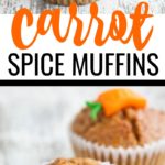 Spiced carrot muffins on white table.