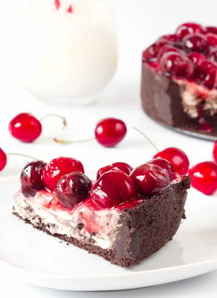 Cherry cheesecake with OREO cookie crust recipe.
