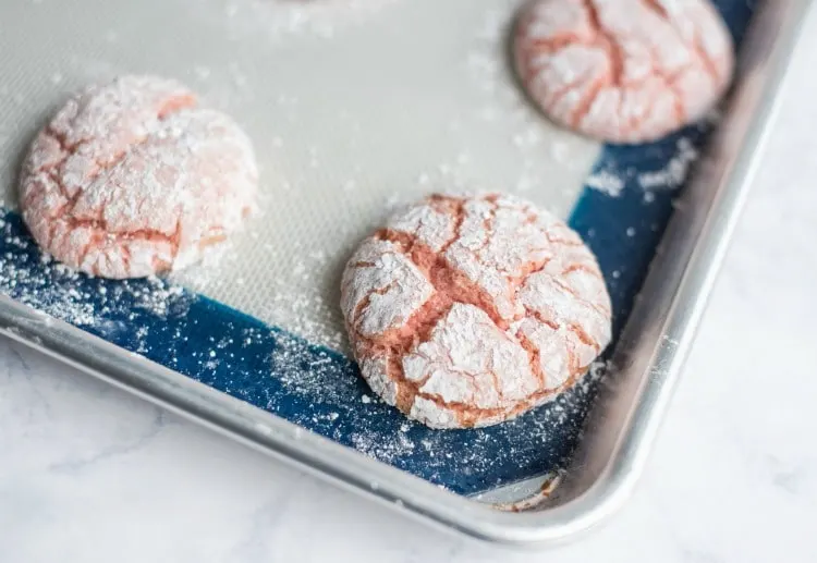 Easy crinkle cookies on baking sheet for last minute dessert