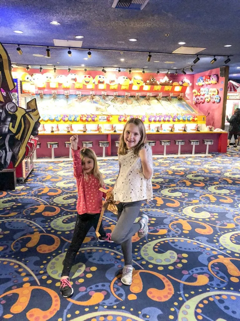 Girls in Excalibur Fun Dungeon in Las Vegas.