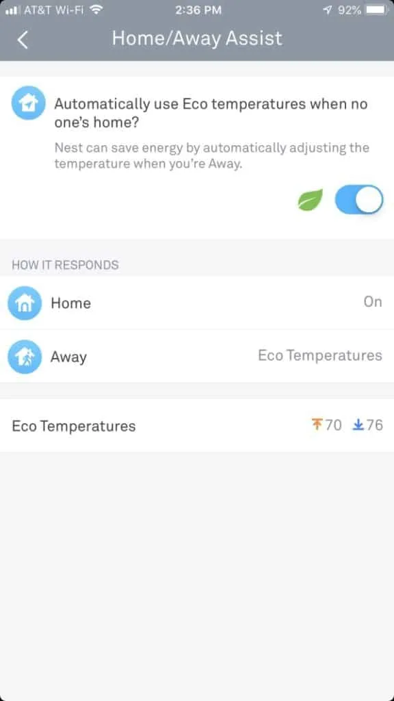 Nest thermostat vacation mode