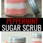 This 3 Ingredient Peppermint Sugar Scrub Recipe is an easy gift you can give to yourself or to others this holiday season. Plus, it smells amazing! #sugarscrub #diyscrub #peppermint #diybeauty #giftidea