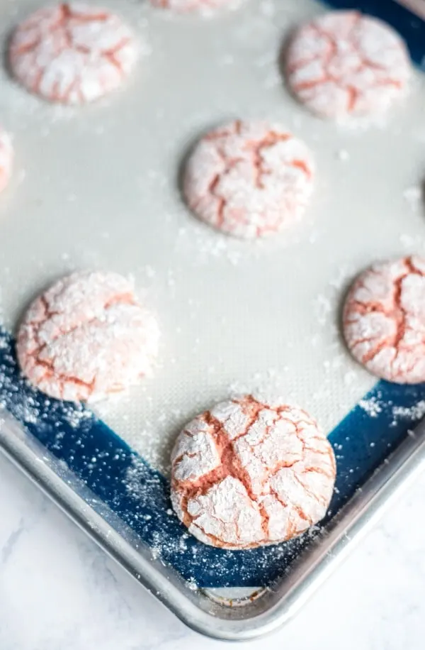 Easy Valentine's Day snack for kids with strawberry crinkle cookies