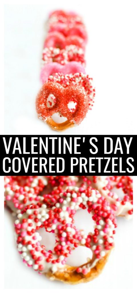 This White Chocolate Covered Pretzels recipe is a fun and delicious Valentine's Day snack idea. This easy dessert has the perfect balance of salty and sweet, covered with a little festive flair to celebrate Valentine's Day! #valentinesday #valentinesdayrecipes #coveredpretzels #snacks