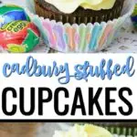 Whether you're looking for the best Easter dessert recipes or just recipes with Cadbury Creme Eggs, then you've come to the right place! This Cadbury Creme Egg Cupcakes recipe topped with an easy homemade buttercream frosting is a great way to use up all of those creme eggs you have laying around and provides a hidden surprise within these moist chocolate cupcakes recipe from scratch!&nbsp;#cadbury #cupcakerecipes #eastercupcakes #creameggs #easterdesserts