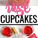 Make an impression with these Rosé Cupcakes with Rosé Buttercream Frosting! This is an easy wine dessert for girls night out and is so easy. These boozy cupcakes are the ultimate in boxed cake hacks. #wine #winerecipes #dessertswithwine #cupcakerecipes #rosécupcakes #boozycupcakes #boozydesserts