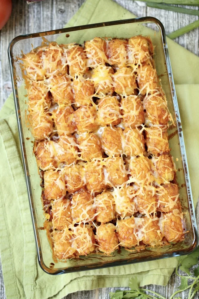 taco beef tater tots casserole