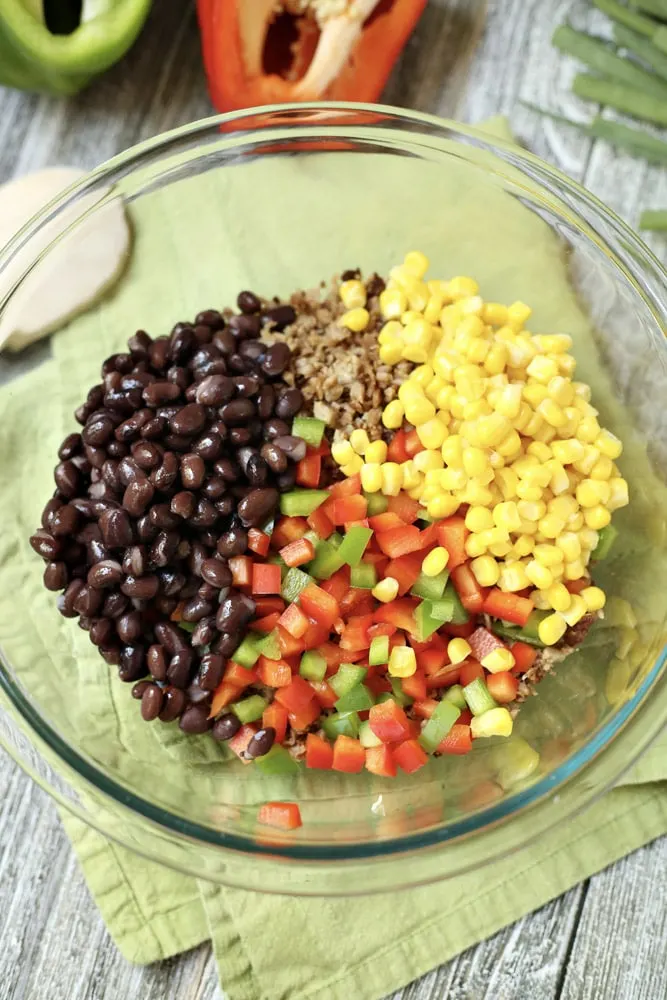 black bean and corn salad for tater tot taco bake
