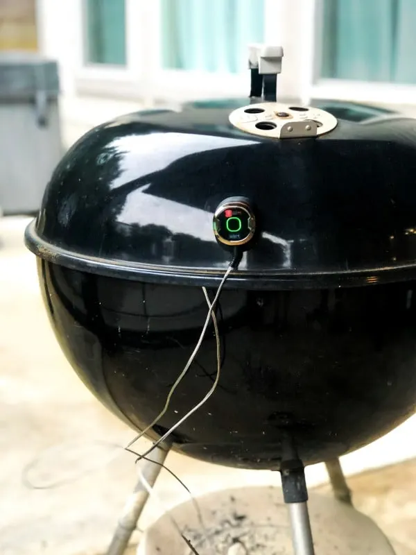 Outdoor BBQ grill with BBQGuys igrill mini digital thermometer