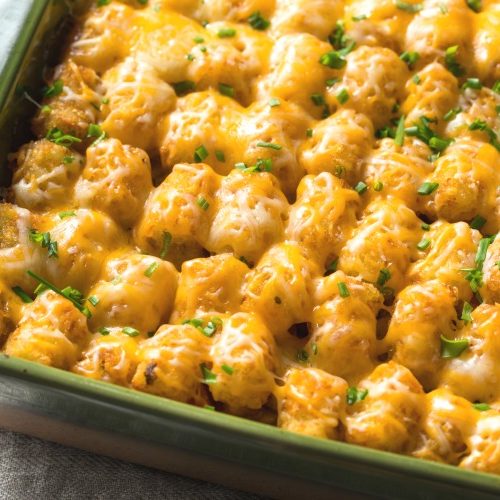 hamburger tater tot casserole with mixed vegetables