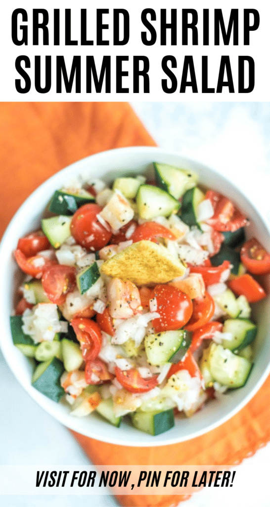 This Grilled Shrimp & Avocado Salad recipe is the perfect summer salad for your next BBQ! This easy shrimp recipe is light, flavorful, and Keto friendly! #SummerGrilling #ad #CornbreadCrisps #HamiltonBeach #TheSpiceHouse