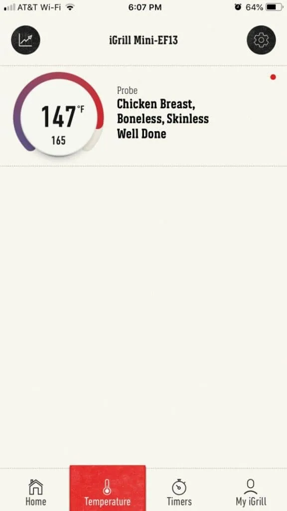 iGrill App Tempearture Reading on Chicken