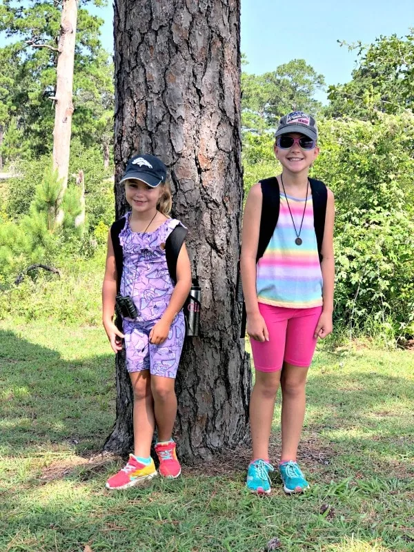 Girls hiking in Bastrop State Park