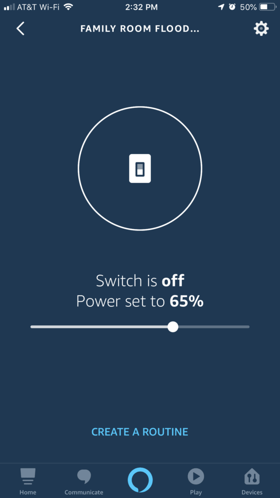 Family Flood Light Levels in Amazon App on smart phone.