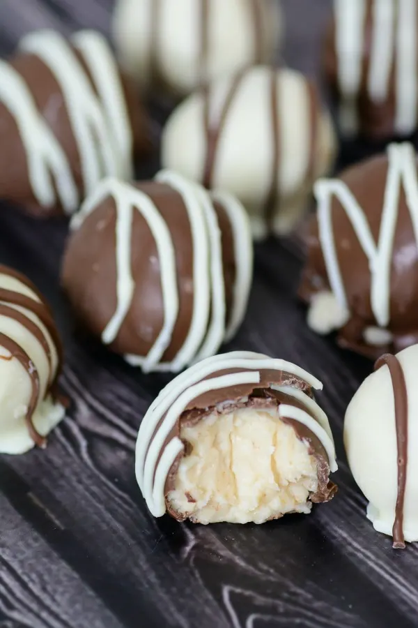 Bailey's Chocolate Truffles with a bite taken out