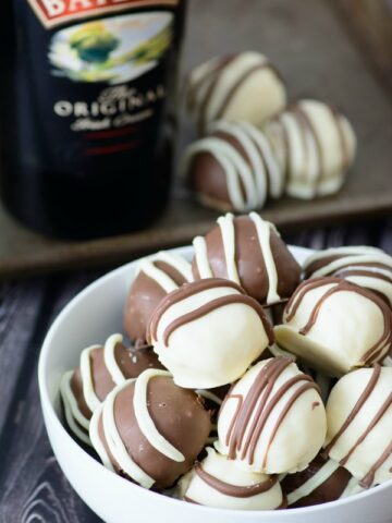 Bailey's Irish Cream Truffles in a bowl