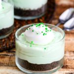 Layered chocolate and peppermint grasshopper mini cheesecakes