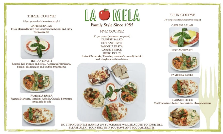 La Mela restaurant menu with photos