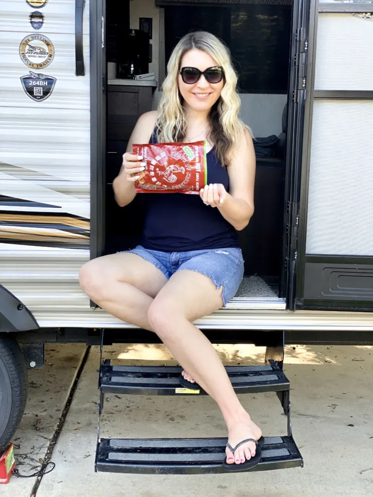 woman-in-rv-eating-almonds