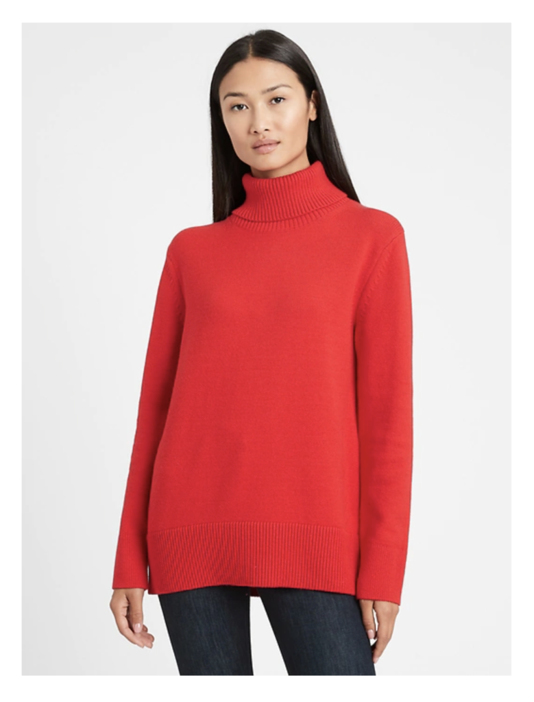 Banana Republic Relaxed Chunky Turtleneck Sweater in Chili Pepper Red