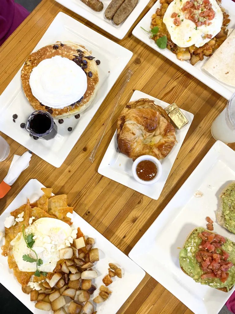 Brunch spread on table at Daily Jam in Tempe Arizona