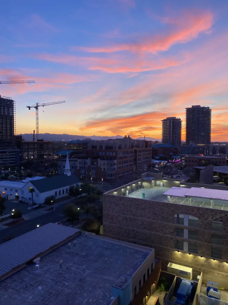 Sunset view from Residence Inn Tempe: Downtown University
