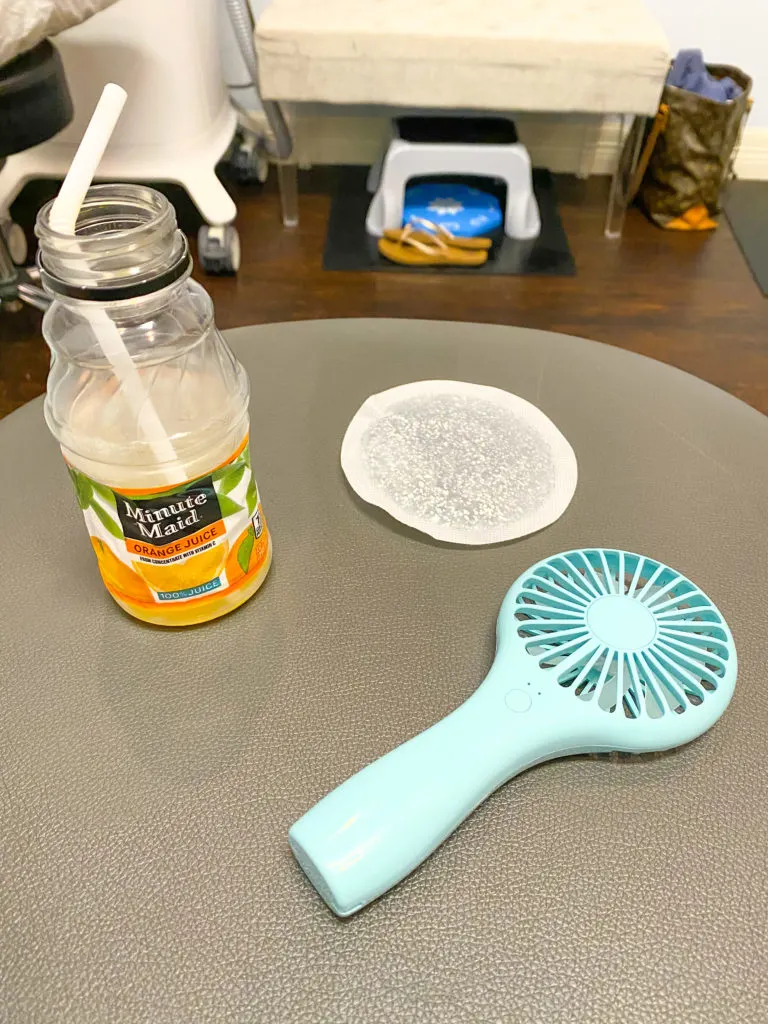 Almost passed out after Coolsculpting - ice pack, orange juice, fan