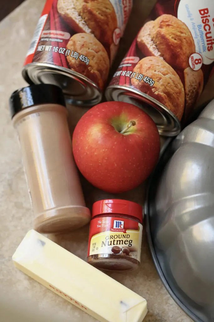 apples, cinnamon, biscuits, and butter