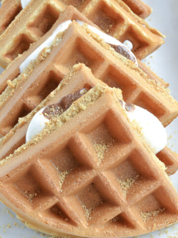 waffles filled with s'mores toppings